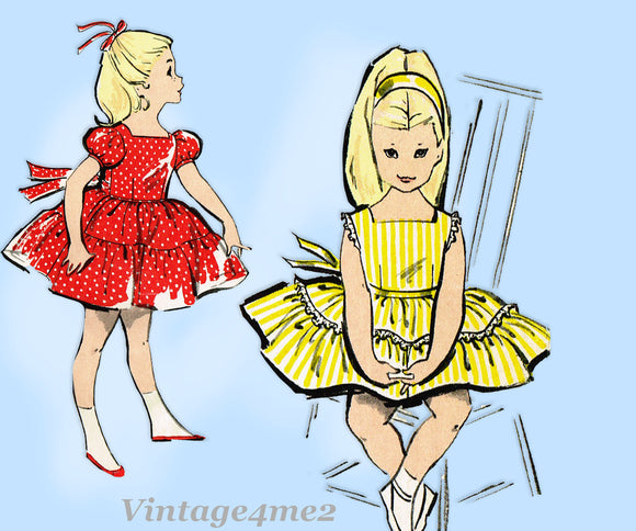 Advance 9733: 1960s Cute Baby Girls Tiered Dress Size 1 Vintage Sewing Pattern