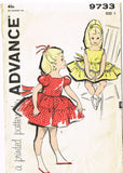 Advance 9733: 1960s Cute Baby Girls Tiered Dress Size 1 Vintage Sewing Pattern