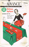 1950s Vintage Advance Sewing Pattern 7866 Cute Uncut Christmas Applique Motifs - Vintage4me2