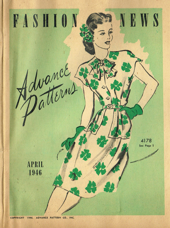 Digital Download Advance Fashion Flyer April 1946 Small Sewing Pattern Catalog