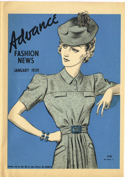 Digital Download Advance Fashion Flyer January 1939 Small Sewing Pattern Catalog