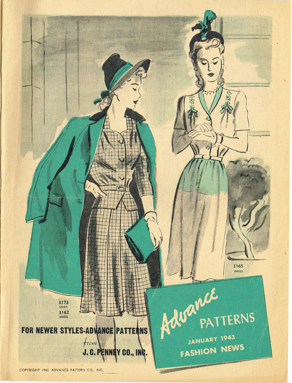 Digital Download Advance Fashion Flyer January 1943 Small Sewing Pattern Catalog