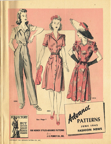 Digital Download Advance Fashion Flyer June 1942 Small Sewing Pattern Catalog