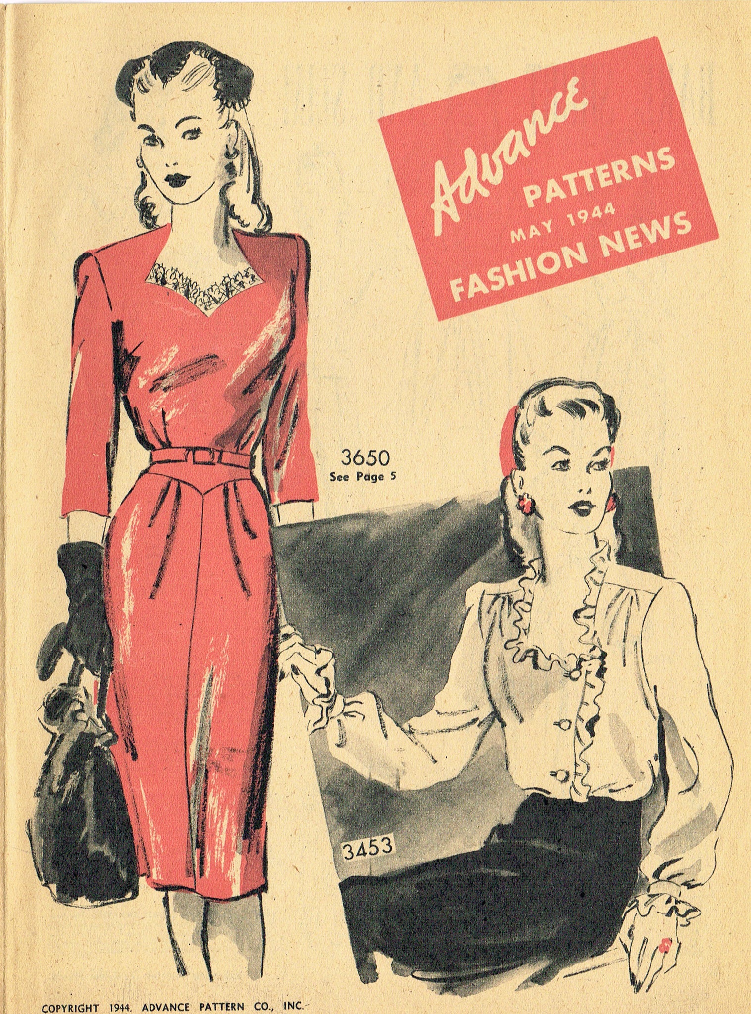 Digital Download Advance Fashion News May 1944 Sewing Pattern Catalog – Vintage4me2
