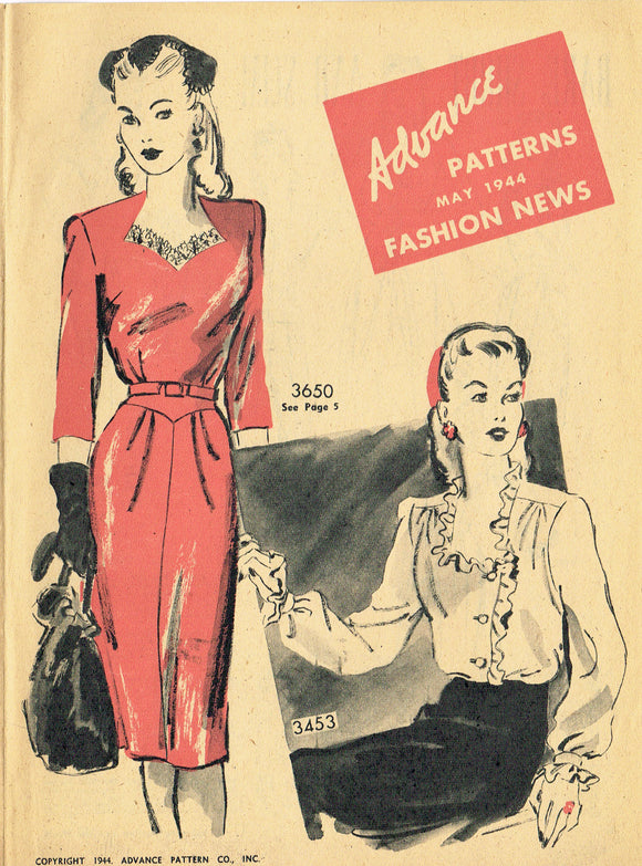 Digital Download Advance Fashion Flyer May 1944 Small Sewing Pattern Catalog