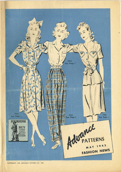 Digital Download Advance Fashion Flyer May 1942 Small Sewing Pattern Catalog
