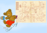 1950s VTG Aunt Martha's Embroidery Transfer 3243 Uncut Bruno the Bear Tea Towels