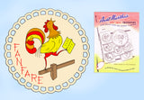 1960s Aunt Martha's Embroidery Transfer 3546 Uncut Rooster Tea Towel Motifs