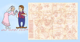 1950s VTG Aunt Martha's Embroidery Transfer 3598 Uncut Hillbilly Couple Tea Towels