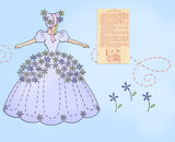 1950s Uncut Aunt Martha's Embroidery Transfer 3607 Garden Girl Pillowcases