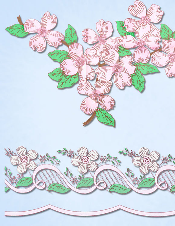 1960s Uncut Aunt Marthas Embroidery Transfer 3678 Pretty Floral Pillowcases