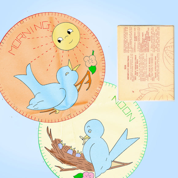 1950s VTG Aunt Martha's Embroidery Transfer 9116 Uncut Blue Bird Potholders