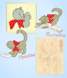 Aunt Martha's Embroidery Transfer 9347: 1940s Uncut Kitten DOW Tea Towels - Vintage4me2