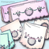1950s Vintage Aunt Marthas Embroidery Transfer 9519 Uncut Bowknot Bedroom Set - Vintage4me2