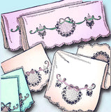 1950s Vintage Aunt Marthas Embroidery Transfer 9519 Uncut Bowknot Bedroom Set - Vintage4me2