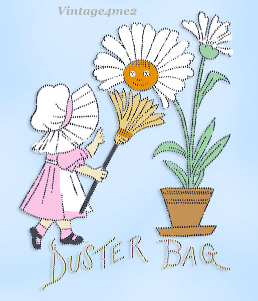 1920s Vintage Betty Burton Embroidery Transfer 1502 Stitch in Time Duster Bag
