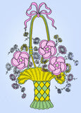 1930s Vintage Betty Burton Embroidery Transfer 1606 Uncut Flower Basket Bedspread