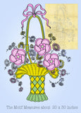 1930s Vintage Betty Burton Embroidery Transfer 1606 Uncut Flower Basket Bedspread