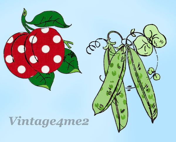 1930s VTG Betty Burton 1959 Uncut Fruit & Veggie Applique  Embroidery Transfer