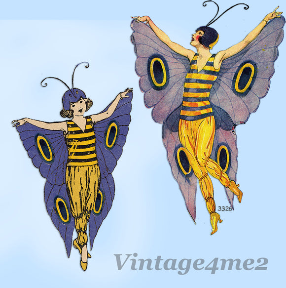 Butterick 3326: 1920s Rare Toddler Girls Butterfly Costume Sz 6 Vintage Sewing Pattern - Vintage4me2