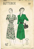 Butterick 3869: 1940s Uncut Misses Tucked Dress Size 32 B Vintage Sewing Pattern