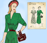Butterick 3869: 1940s Uncut Misses Tucked Dress Size 32 B Vintage Sewing Pattern