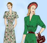 Butterick 3869: 1940s Uncut Misses Tucked Dress Size 32 B Vintage Sewing Pattern