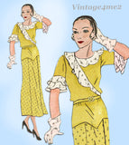 Butterick 3887: 1930s Stunning Uncut Day Dress Sz 36 Bust Vintage Sewing Pattern