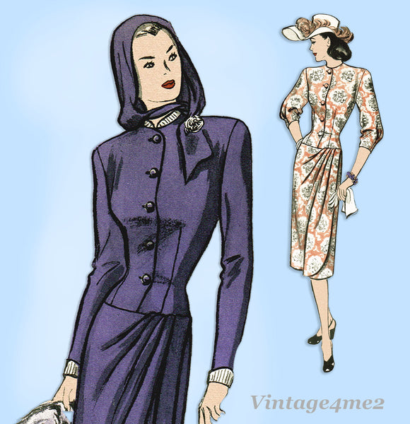 Butterick 4051: 1940s Uncut Misses 2 PC Suit Size 32 Bust Vintage Sewing Pattern