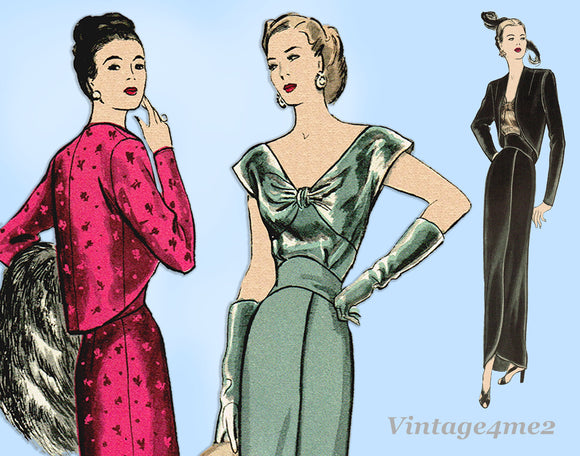 Butterick 4350: 1940s Uncut Misses Evening Gown Size 32 B Vintage Sewing Pattern