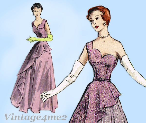 Butterick 5312: 1950s Glamorous Evening Gown w Drape 30B Vintage Sewing Pattern