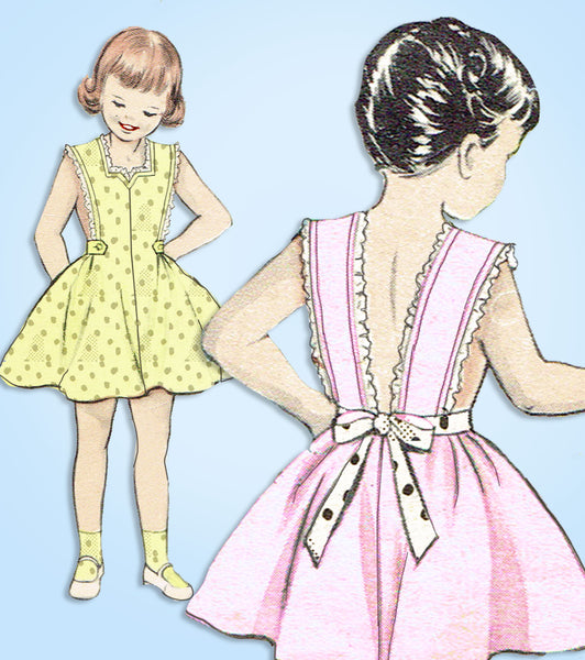 Butterick 6555: 1950s Easy Girls Pinafore Sun Dress Sz 8 Vintage Sewing Pattern - Vintage4me2