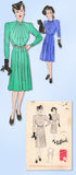 1940s Original Vintage Butterick Pattern 1299 FF Misses Afternoon Dress Sz 38 B