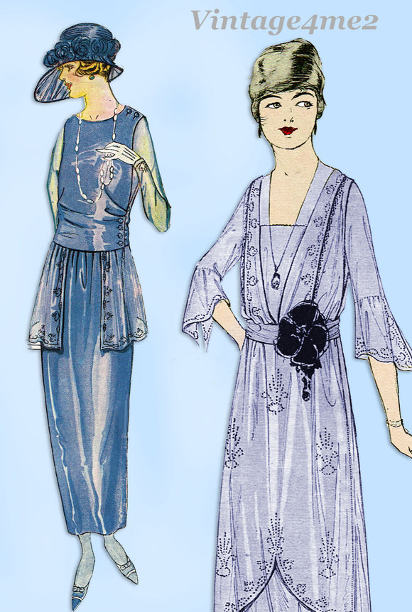 1910s Vintage Butterick Embroidery Transfer 10730 Uncut Edwardian Dress Beading Motifs