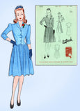 1940s Original Vintage Butterick Pattern 1365 WWII Misses Shirtwaist Dress 33 B