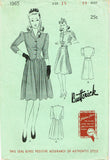1940s Original Vintage Butterick Pattern 1365 WWII Misses Shirtwaist Dress 33 B