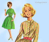 Butterick 2172: 1960s Misses Shirtawaist Dress Sz 36 Bust Vintage Sewing Pattern