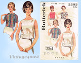Butterick 2293: 1960s Easy Misses Blouse Set Size 36 Bust Vintage Sewing Pattern