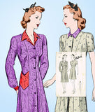 1940s Vintage Butterick Sewing Pattern 2296 Misses House Dress or Smock Sz 34 B - Vintage4me2