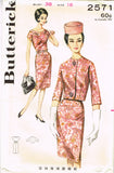 1960s Original Vintage Butterick Pattern 2571 Uncut Misses Sheath Dress Sz 38 B