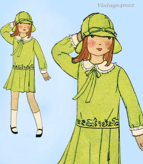 Butterick 2684: 1920s Uncut Little Girls Dress & Hat Sz10 Vintage Sewing Pattern