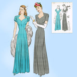 1940s Vintage Butterick Sewing Pattern 2697 Glamorous Uncut Wedding Gown Sz 36 B