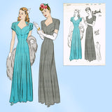 1940s Vintage Butterick Sewing Pattern 2697 Glamorous Uncut Wedding Gown Sz 36 B