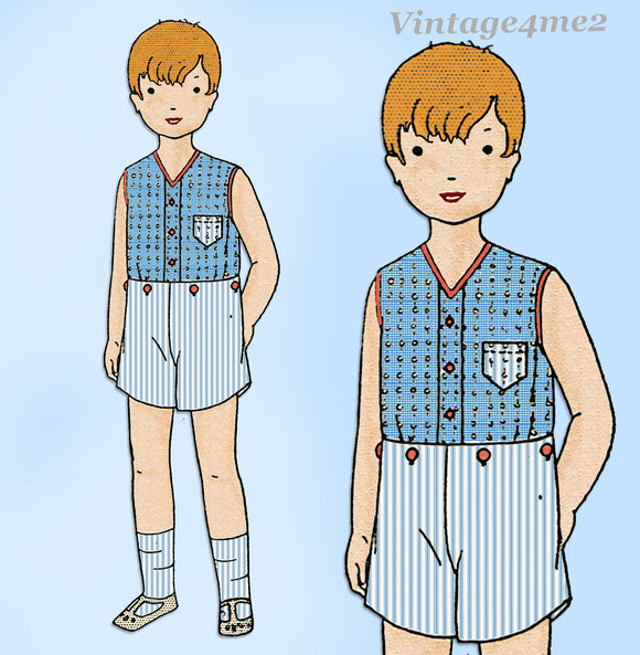 Butterick 2698: 1920s Cute Uncut Toddler Boys Sun Suit Vintage Sewing Pattern