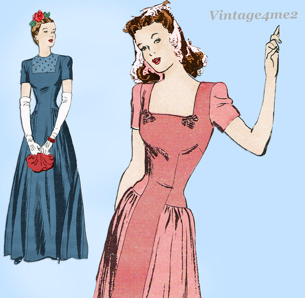1940s Vintage Butterick Sewing Pattern 2731 Glamorous Uncut Wedding Gown Sz 36 B