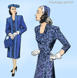 Butterick 2930: 1940s Misses WWII Dress & Redingote 32 B Vintage Sewing Pattern