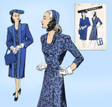 Butterick 2930: 1940s Misses WWII Dress & Redingote 32 B Vintage Sewing Pattern