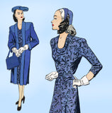 Butterick 2930: 1940s Misses WWII Dress & Redingote 32 B Vintage Sewing Pattern