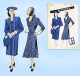 Butterick 2930: 1940s Misses WWII Dress & Redingote 32 B Vintage Sewing Pattern