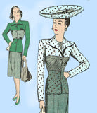 Butterick 3086: 1940s Uncut Misses Stylish Sut Sz 32 B Vintage Sewing Pattern